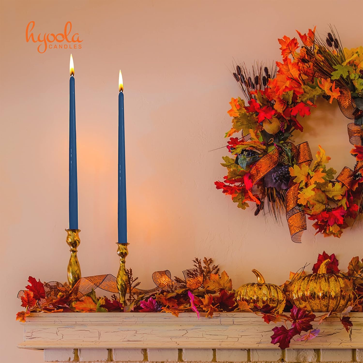 Hyoola Tall Taper Candles - 20 Inch Midnight Blue Unscented Dripless Taper Candles - 18 Hour Burn Time - 8 Pack