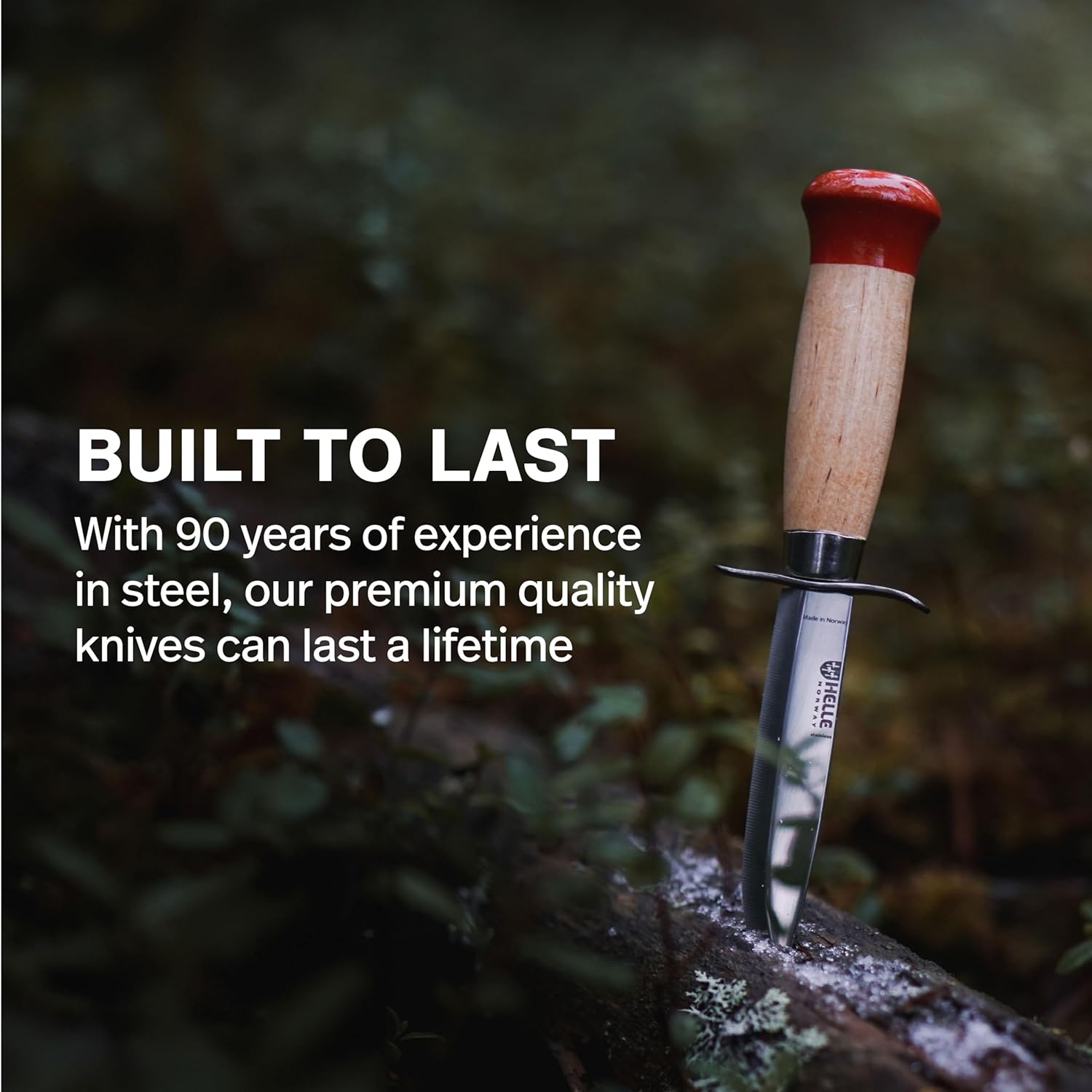 HELLE Knives - Speider Gutt (Boy) - Fixed Blades - Stick Tang - Beginner, Scout, Learning - Stainless Steel - Leather Sheath - Made in Norway