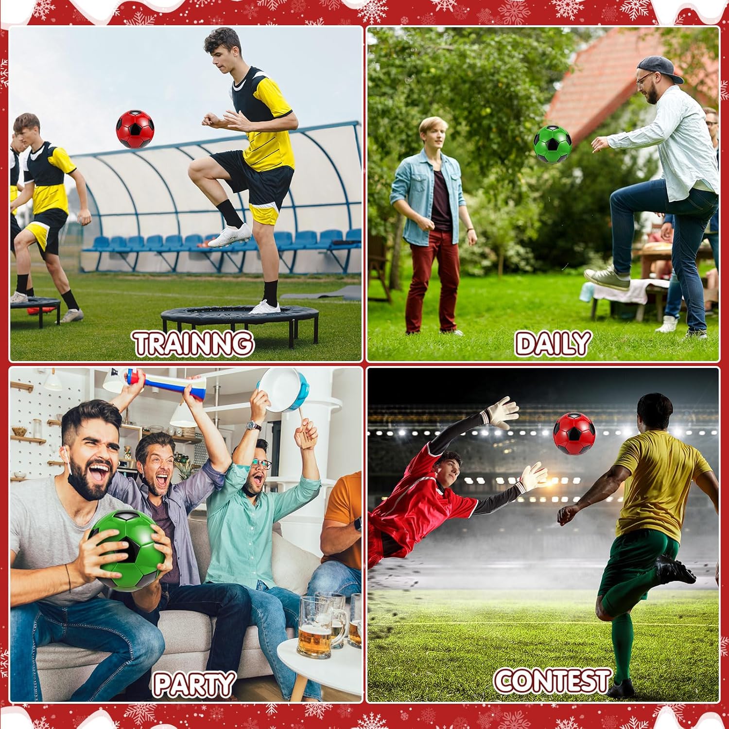 Realspring 12 Pack Operation Christmas Bulk Size 5 Soccer Balls with Pump Needle Soccer Official Balls for Sports Training Christian Christmas Charity Donation Supplies Gifts
