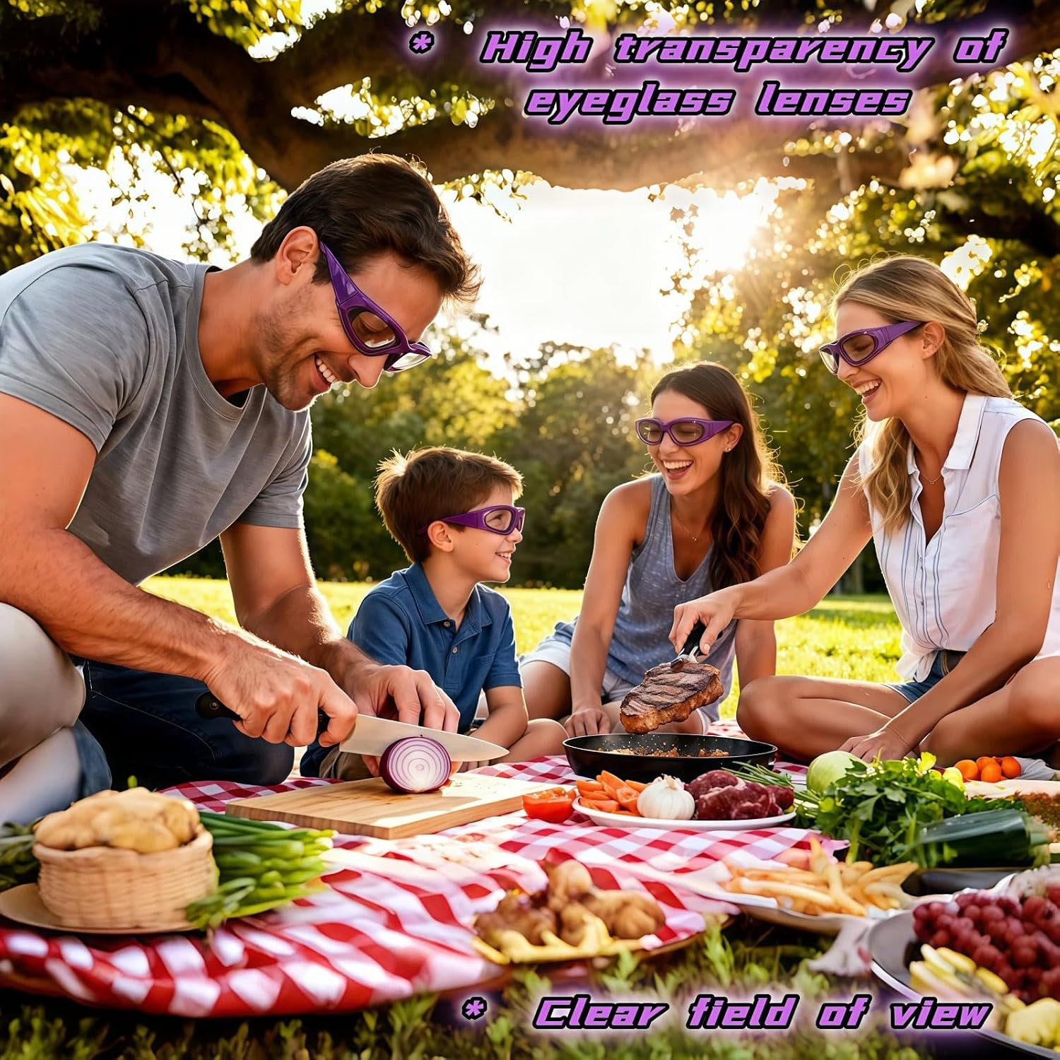 Tear-Free Onion Goggles for Cutting Onions & Peppers - Anti-Fog Kitchen Safety Glasses for Cooking, Grilling