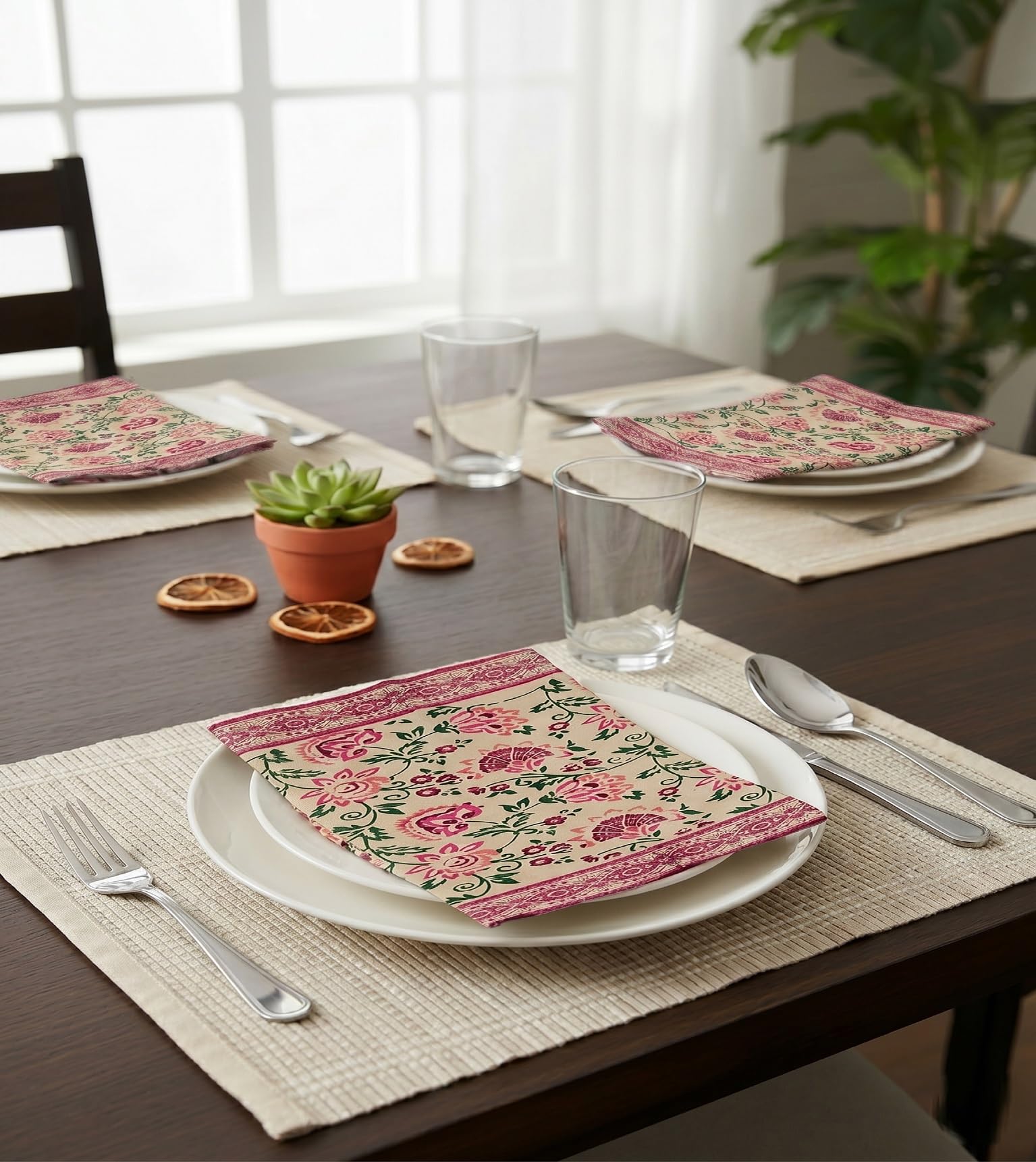 Jaipuri Cotton Napkins - Set of 6 -8 Jaipuri Cotton Napkins - Set of 6 -8