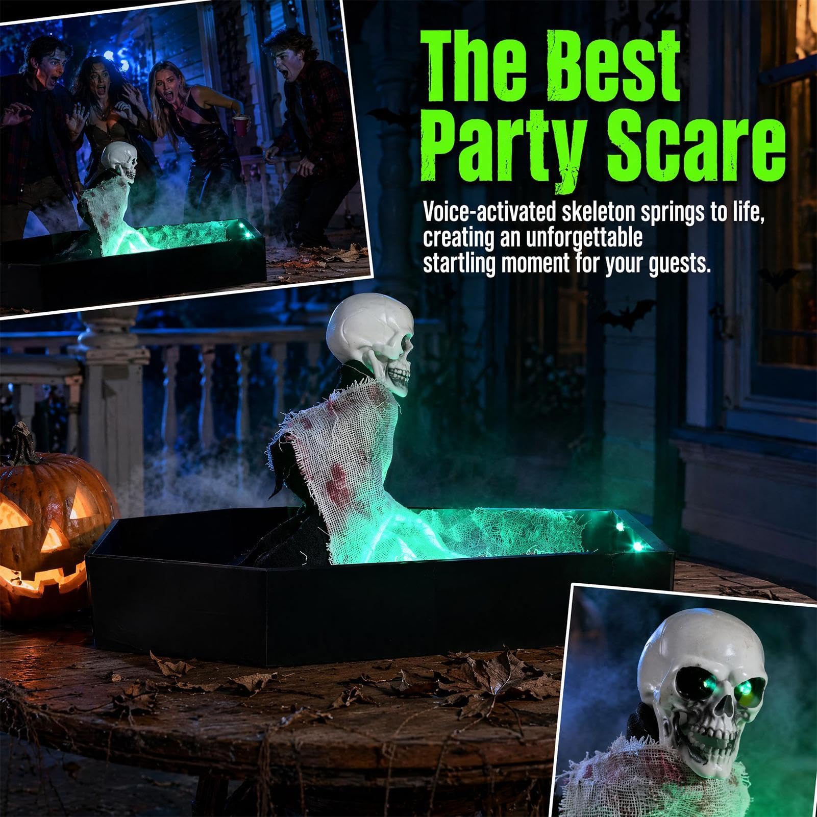Scheletri all'aperto di Halloween | Puntello spettrale attivato dalla voce