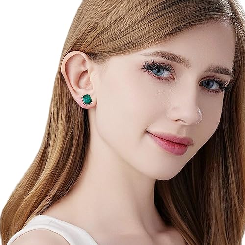 Miniatura 4 de Aretes de tuerca octágono de cristal austriaco para mujer, joyería hipoalergénica de plata de ley 925