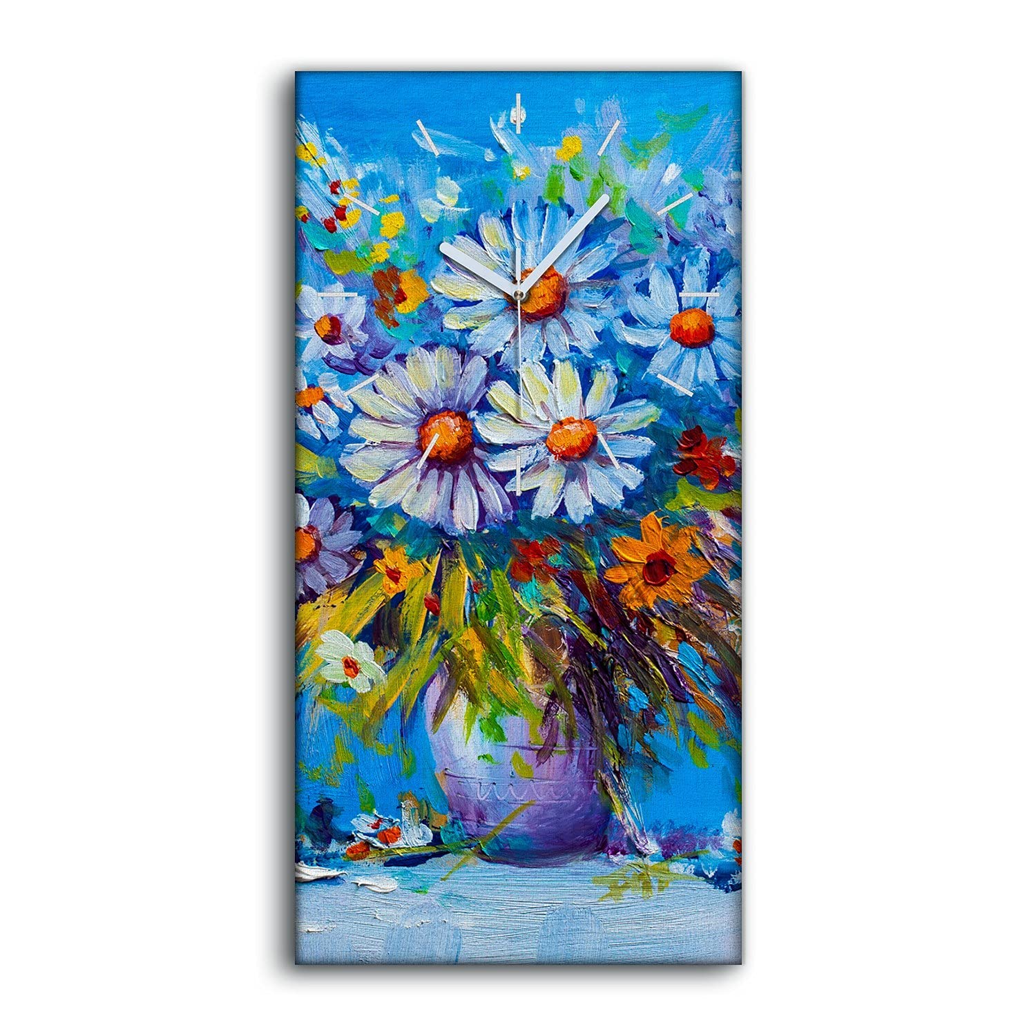 Horloge sur Toile Salon et Chambre Ambiance Fleurs de Jardin 30x60