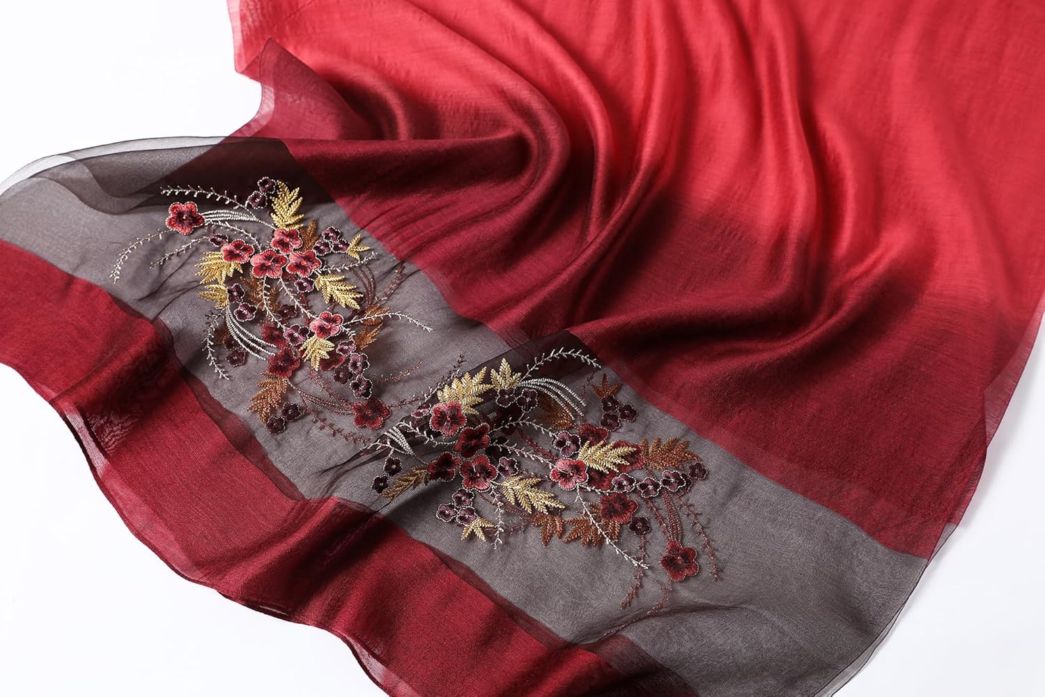 WINCESS.YU Silk Scarf for Women Lightweight Shawls and Wraps for Weddings Fashion Pashmina Shawl Embroidered Scarves - Image 6