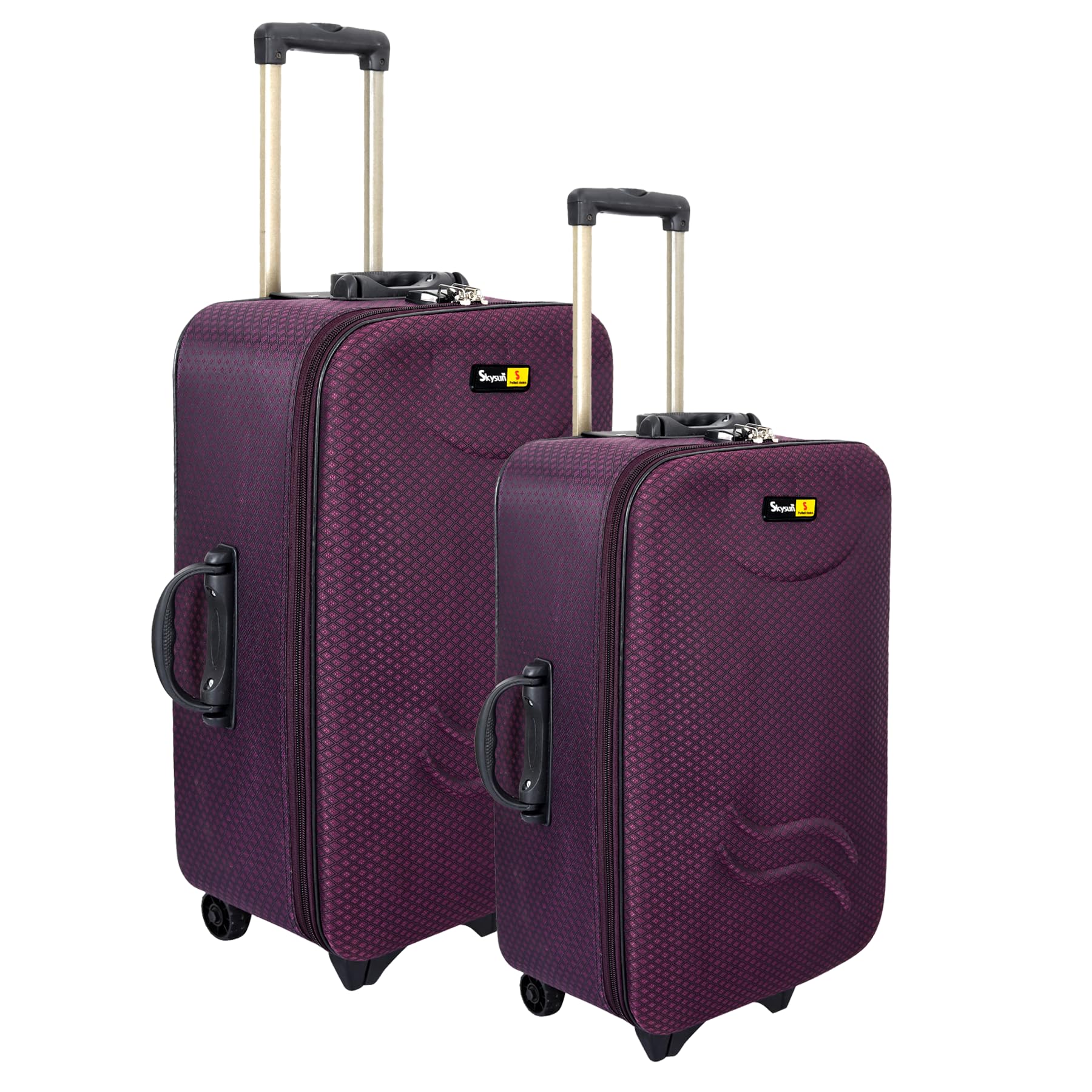 Travel Trolley/Suitcase Bag Pack of 2 with 2 Wheels-(20-24 Inch Combo)-Purple-image-17