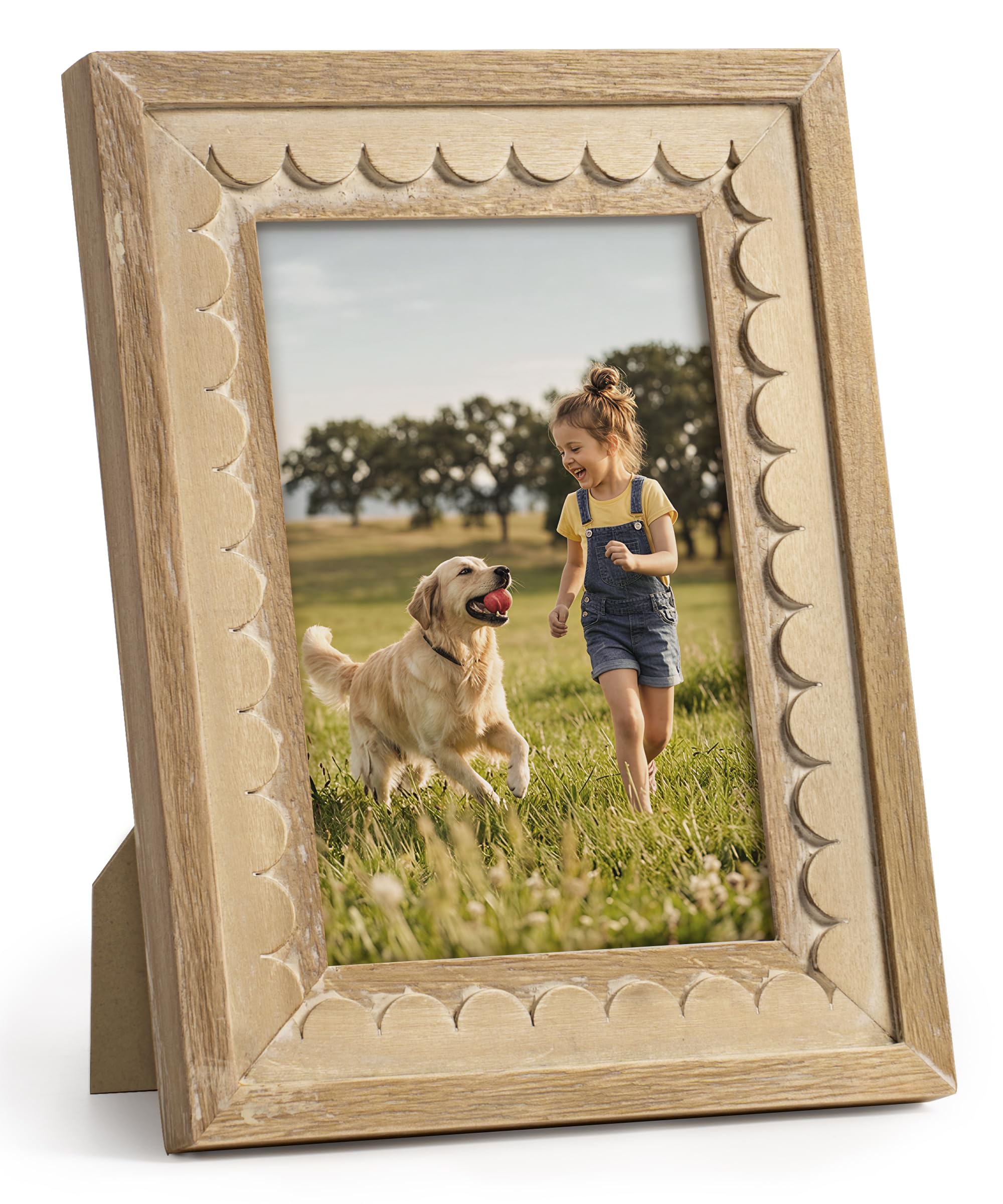 Afuly 6x4 Photo Frame Wooden Carving Wavy Rustic 4x6 Picture Frames