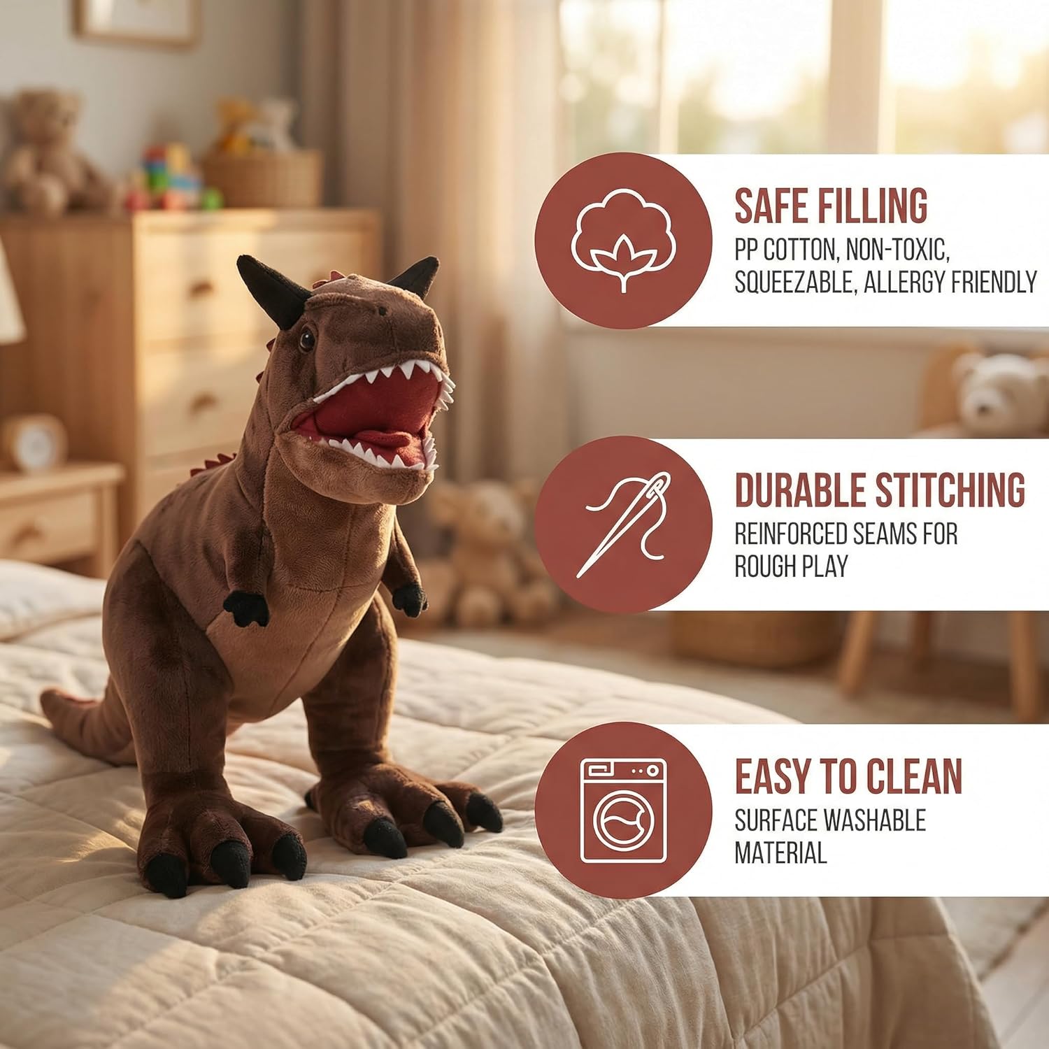 ZHONGXIN MADE Carnotaurus Dinosaur Stuffed Plush Toy - 20inch Dinosaur Carnotaurus Stuffed Animal Throw Plushie, Figurines Stuffed Toys Soft, Gifts Collectible for Kids
