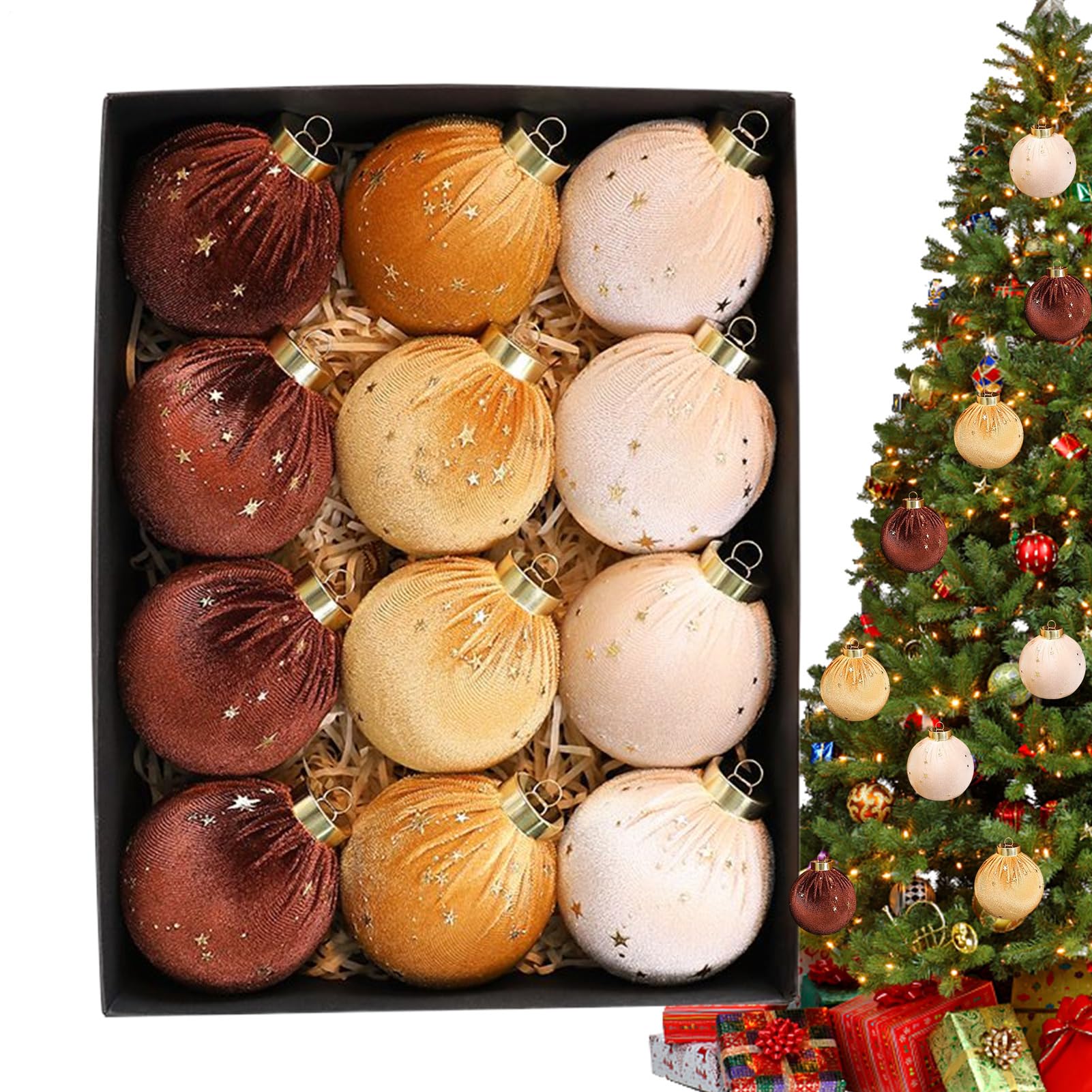 Boules de Noël en velours pendentifs incassables mariage fête
