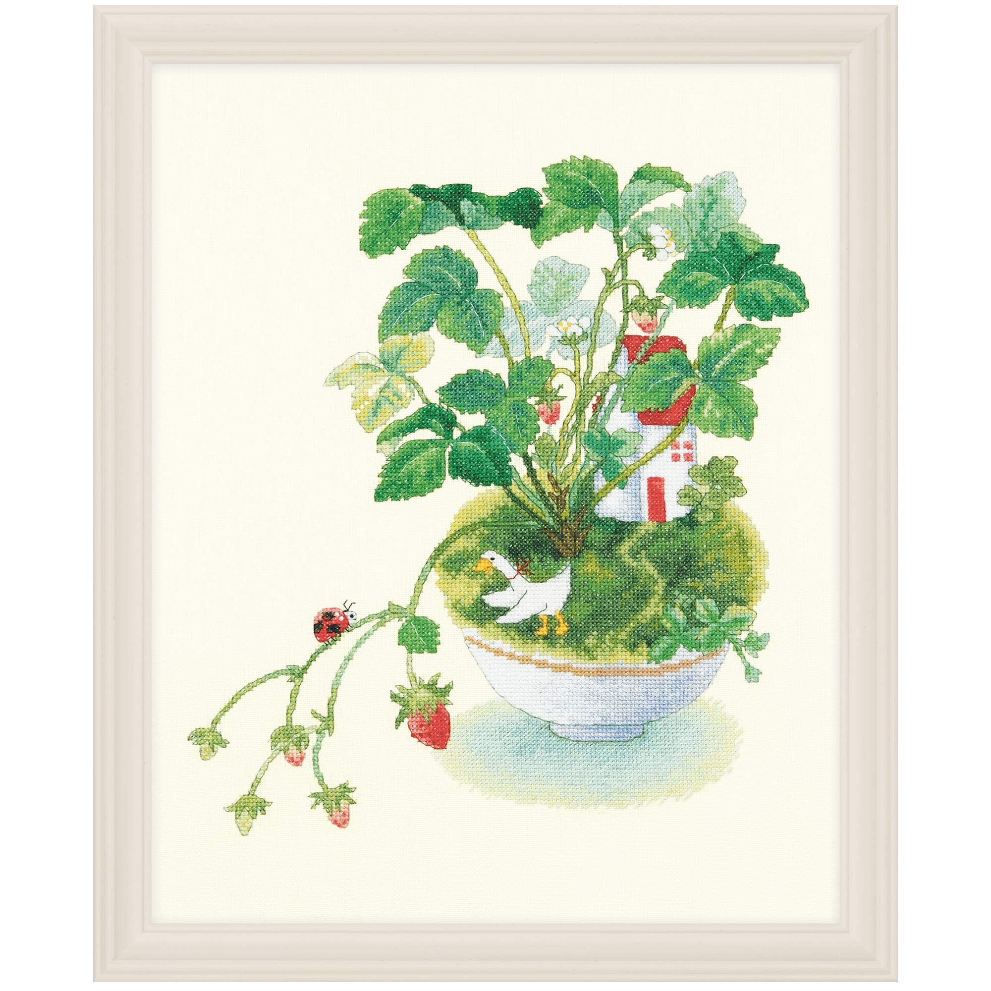 Xiu Crafts Counted Cross Stitch Kit - Strawberry House | 2031307 | 19'' x 16'' Illustration Artist - Cui Li-jun 28CT Count Aida 44 Colors for Beginners Hand Making Crafts Gift