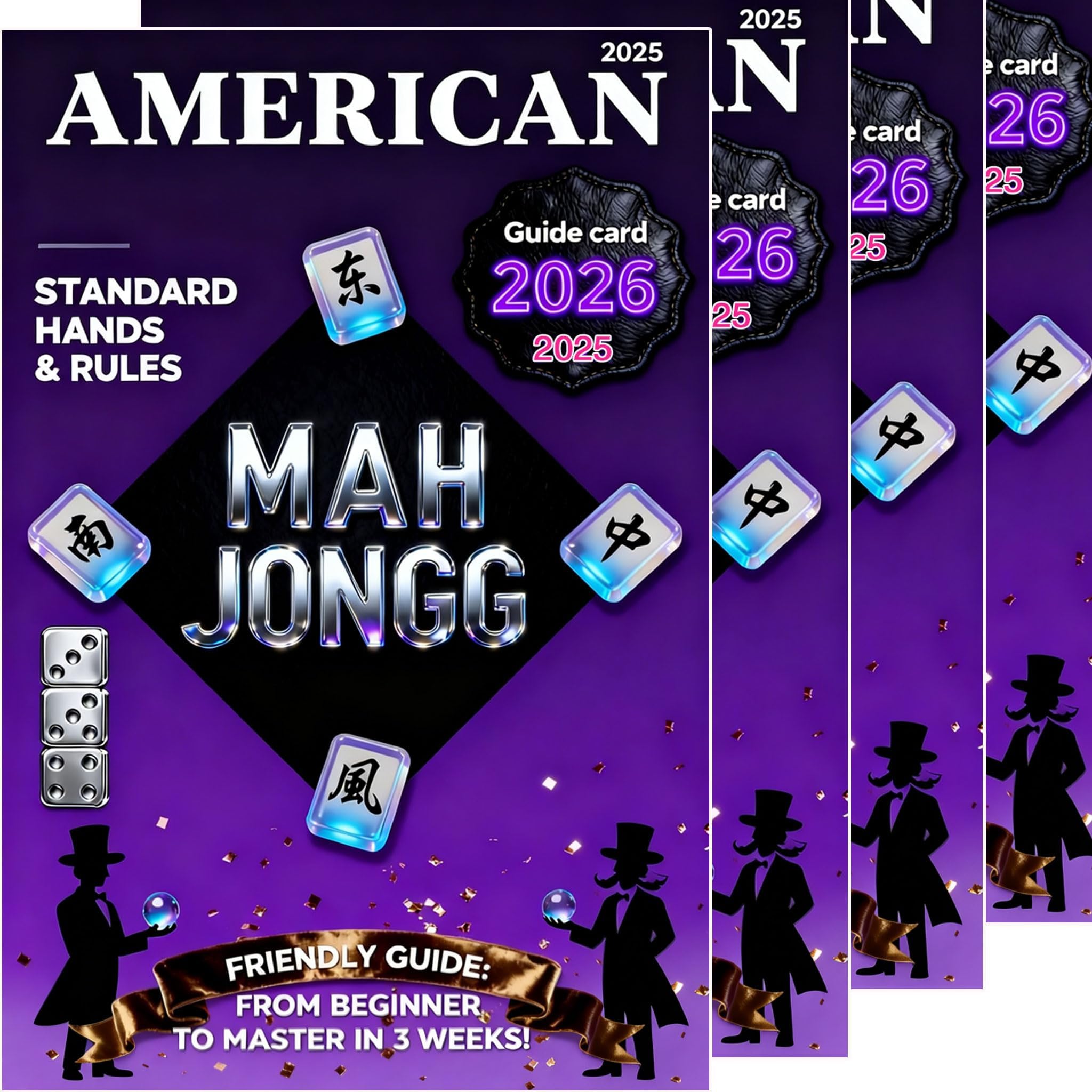 Mah Jongg 2026 2025 Reference Manual Pack of 4 - Friendly Guide for Beginner with Large Print, Standard Hands & Play Rules Winning Hands, Game Flow & Special Tiles Usage for Veterans