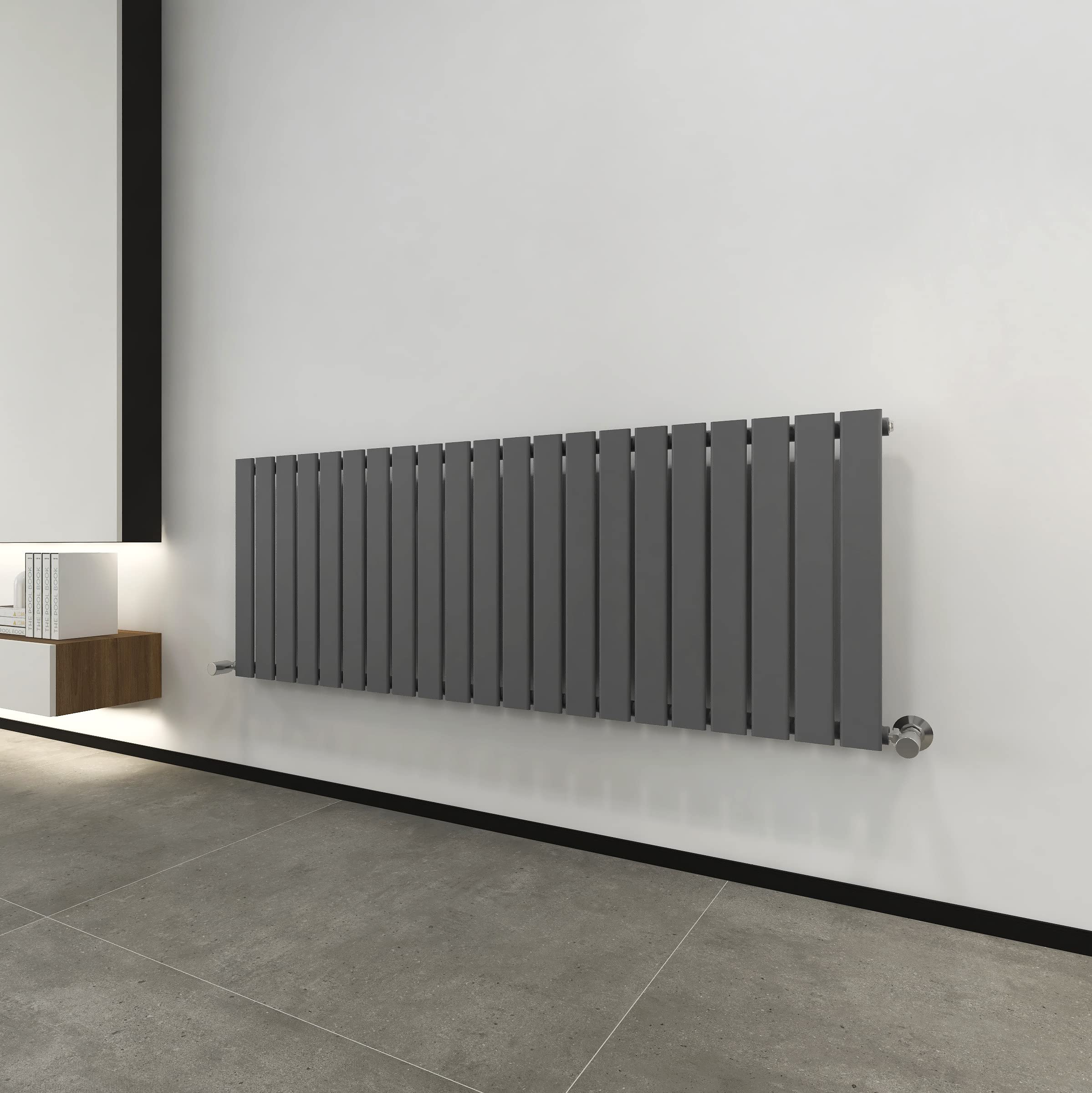 MCC Designer Flat Panel Radiator - 600 x 1428mm - Anthracite Grey - Mild Steel