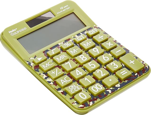 Helix Oxford Camo Basic Calculator - Green