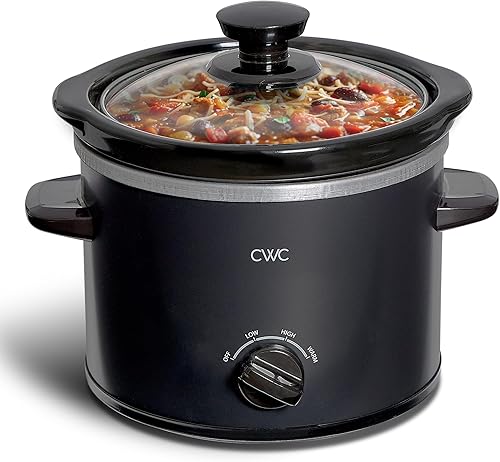 Miniatura 11 de COOK WITH COLOR Mini olla de cocción lenta redonda eléctrica de 2 cuartos de galón, ajustes ajustables, olla de gres extraíble, tapa de vidrio