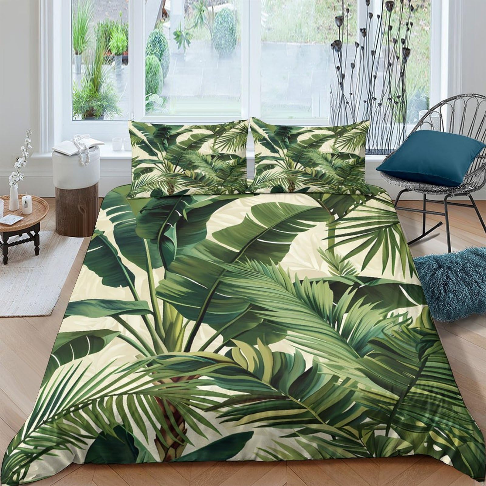 Ctjqhvkz Style-7 3D Printed Tropical Leaf Fitted Sheet Microfiber Soft Breathable Botanical Jungle Bed Cover For Bedroom Dorm Mattress Protection Decor Single（135X200cm）