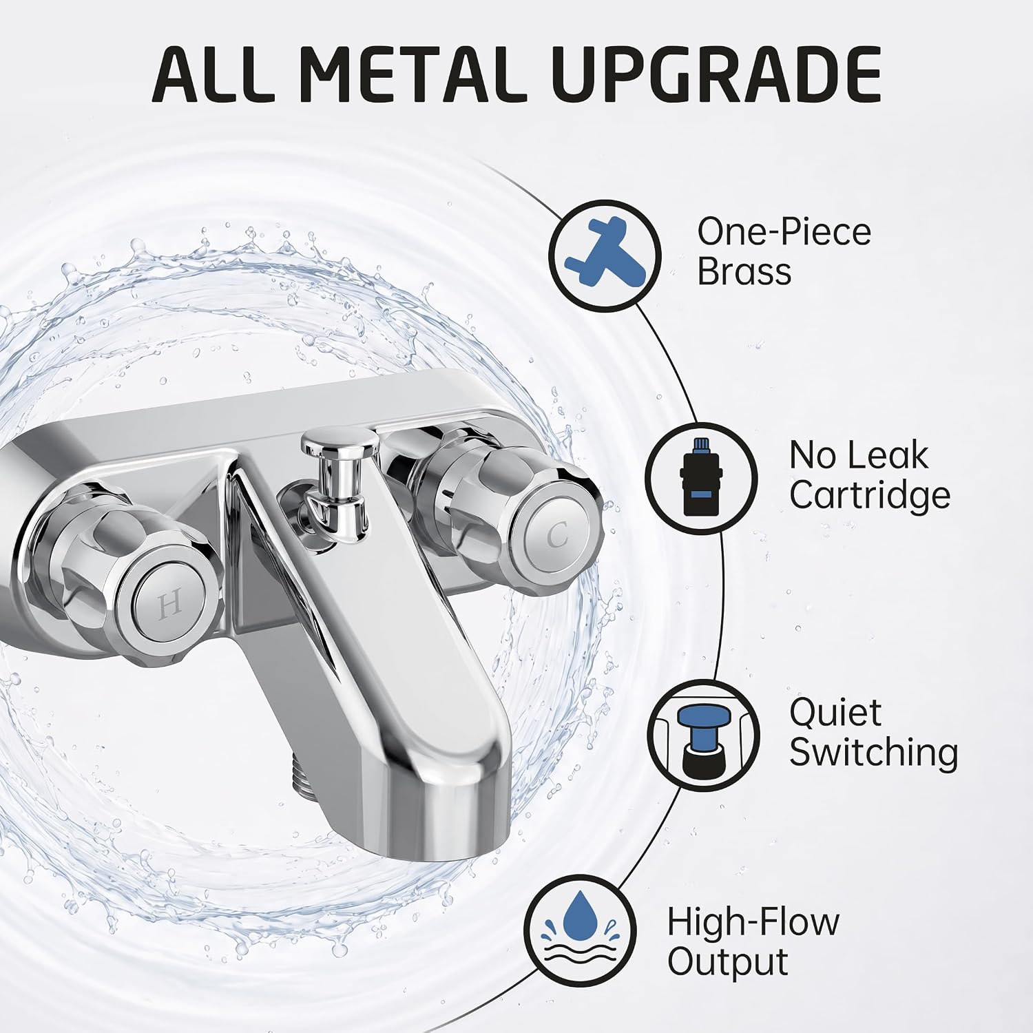 KES All Metal RV Tub and Shower Diverter Faucet with No Leak One-Piece Body