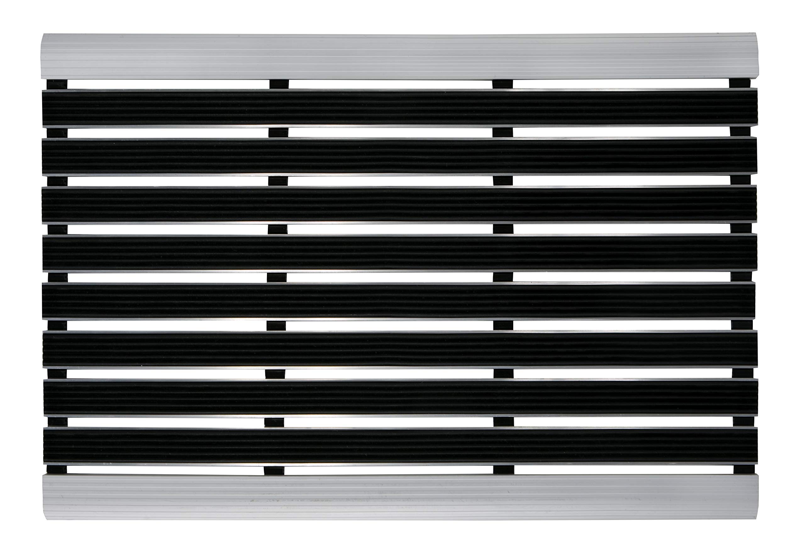 andiamo Exclusive Fußabtreter Türmatte Gummimatte Aluminium Sauberlaufmatte Fußmatte, schwarz, 40 x 60 x 0,8 cm