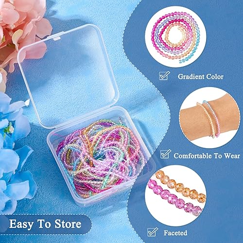 Miniatura 6 de Cheriswelry Cuentas de vidrio facetado degradado de 0.118 pulgadas, 10 colores, cuentas redondas sueltas de cristal transparente para manualidades,