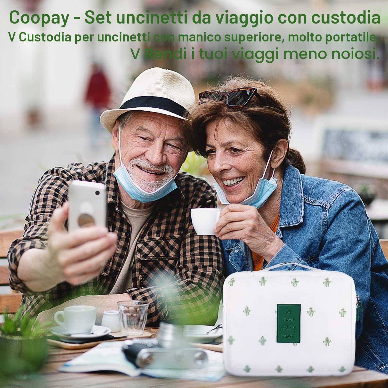 Coopay Set di uncinetti ergonomici in metallo 0,6-6 mm per principianti con accessori e custodia