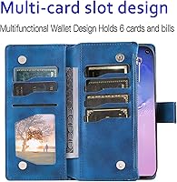 Vista 5 de Asuwish Funda de teléfono para Samsung Galaxy S10 con protector de pantalla de vidrio templado y correa para la muñeca Mandala Flower Flip Zipper