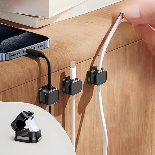 Miniatura 6 de 10 clips para cables, soporte para cables, clips magnéticos, soporte para cable para mesita de noche, ocultar u organizar cables de carga de