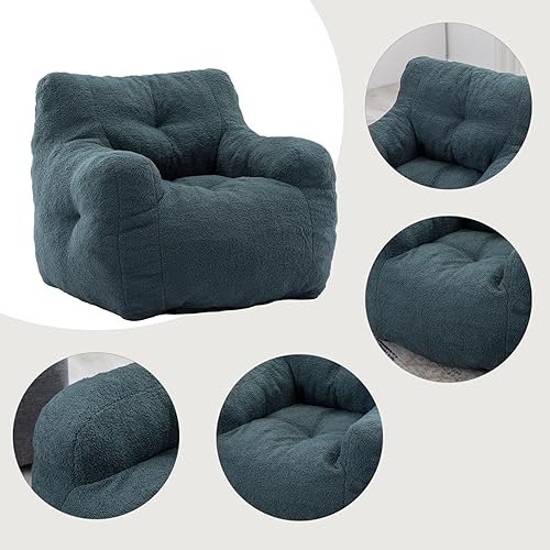 Miniatura 40 de Puf de tela de peluche ultra suave con relleno, sofá perezoso para adultos, niños, adolescentes, moderno y cómodo sofá de ocio para dormitorio, sala