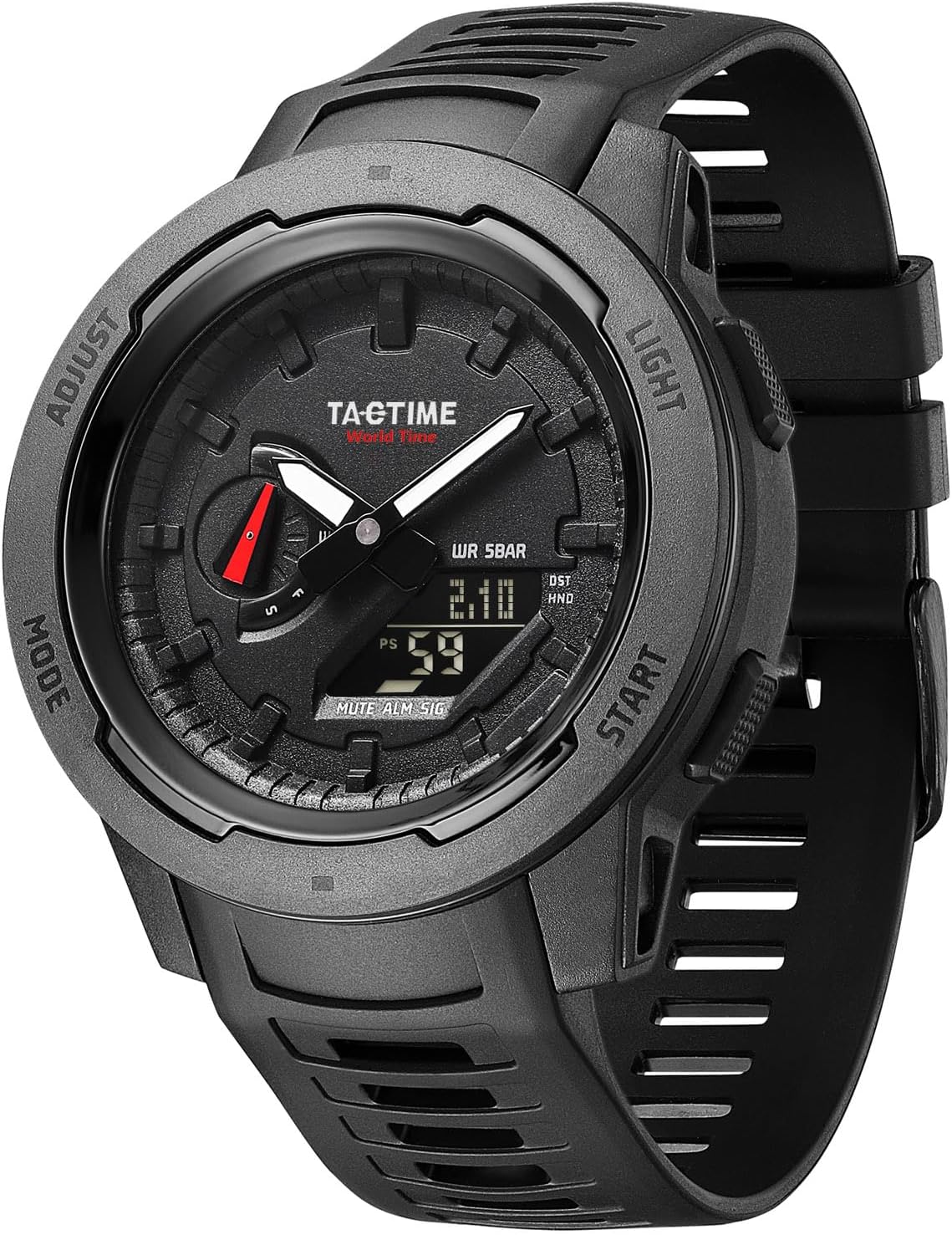 Tactical Watch for Men and Women Military Style Digital Sports with World Time and 5 Alarms Carbon Fiber Made and LED Backlit