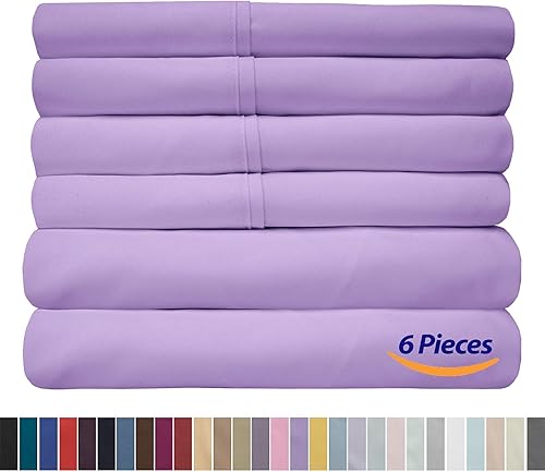 Miniatura 10 de Sweet Home Collection Sábanas tamaño California King  Juego de 6 piezas de 1500 hilos de microfibra cepillada fina con bolsillos profundos  Fundas