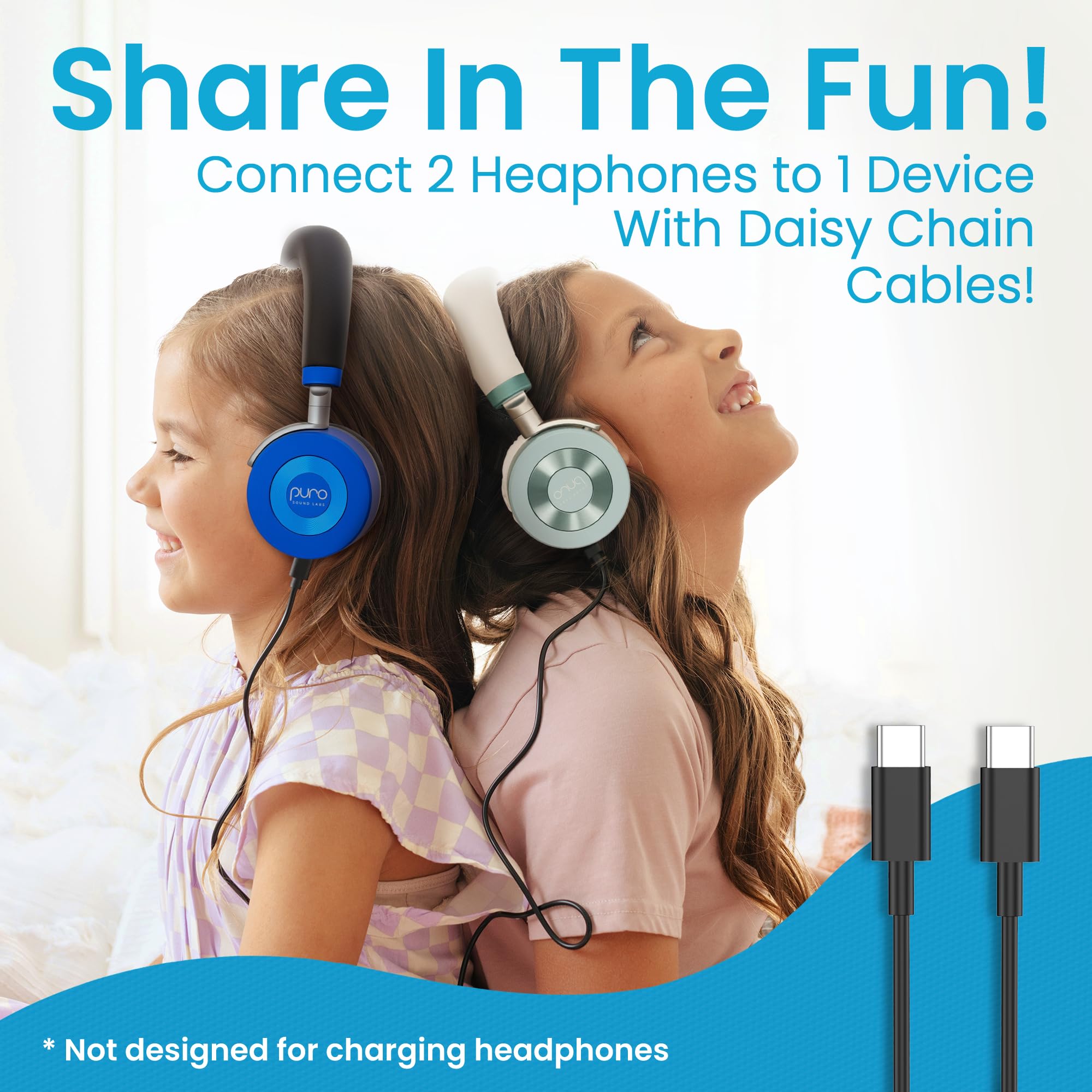 Puro Sound Labs JuniorJam Plus - Auricolari con limitazione di volume per bambini, limite di 85 dB, cuffie Bluetooth regolabili per tablet, smartphone, computer, 22 ore di autonomia