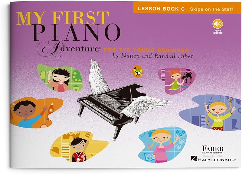 Mi primera aventura con el piano: Libro de lecciones C | Libro de métodos de piano para principiantes | Aprenda saltos y personal temprano con audio en línea | Cancionero de partituras para piano | Libro de piano Faber para niños