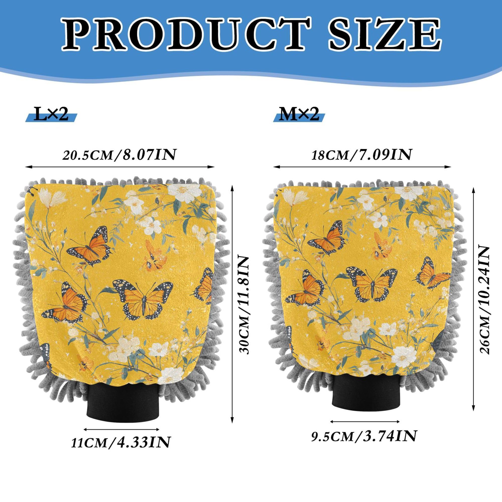 Aesthetic Hylobatidae Yellow Car Wash Microfiber Mitt 11.8'' Car Washing Gloves Scratch Free Clean Sponges for Auto Supplies