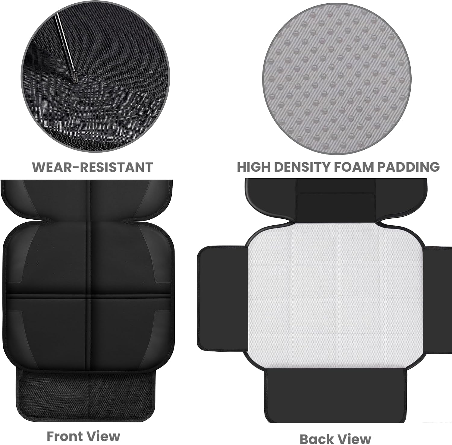 Meolsaek Car Seat Protector for Child Car Seat，600D Waterproof Car Seat Cover，Thickest Padded Non-Slip Fabric for Child and Pet with Pockets (2 pcs)