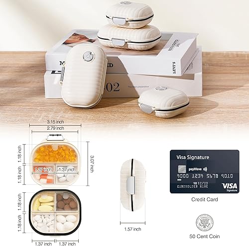 Miniatura 2 de Zannaki Pastillero portátil pequeño semanal organizador de pastillas, bonito pastillero a prueba de humedad para bolsa de bolsillo, mini bolsillo