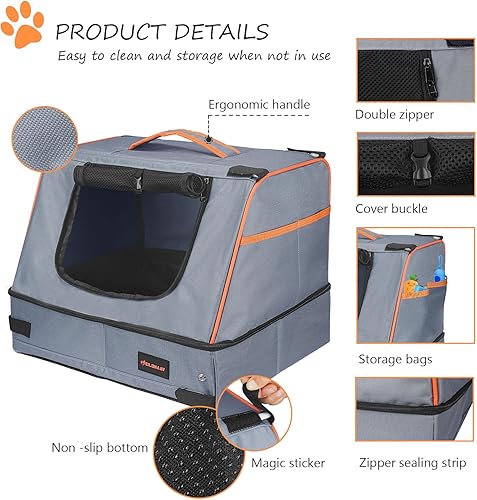 Miniatura 2 de Mejora la caja de arena portátil de viaje para gatos y conejos pequeños y medianos. Fácil de viajar, plegable extraíble (tapa con cremallera),