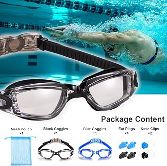 Swim Goggles, 2 Pack Swimming Goggles for Adult Men Women Youth Kids Child