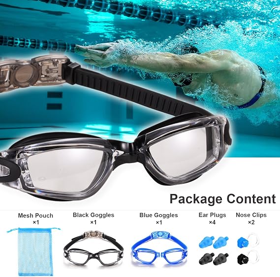 Swim Goggles, 2 Pack Swimming Goggles for Adult Men Women Youth Kids Child