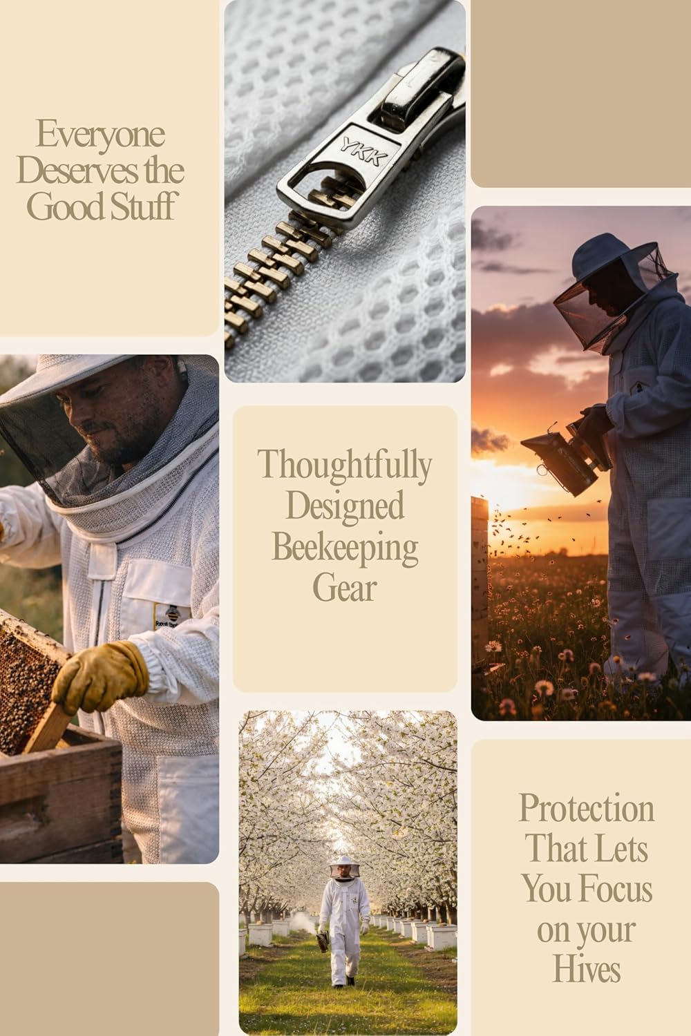 3-Layer Ventilated Bee Suit, Beekeeper Suit Kit with Detachable Round Veil and Bee Gloves (X-Large)