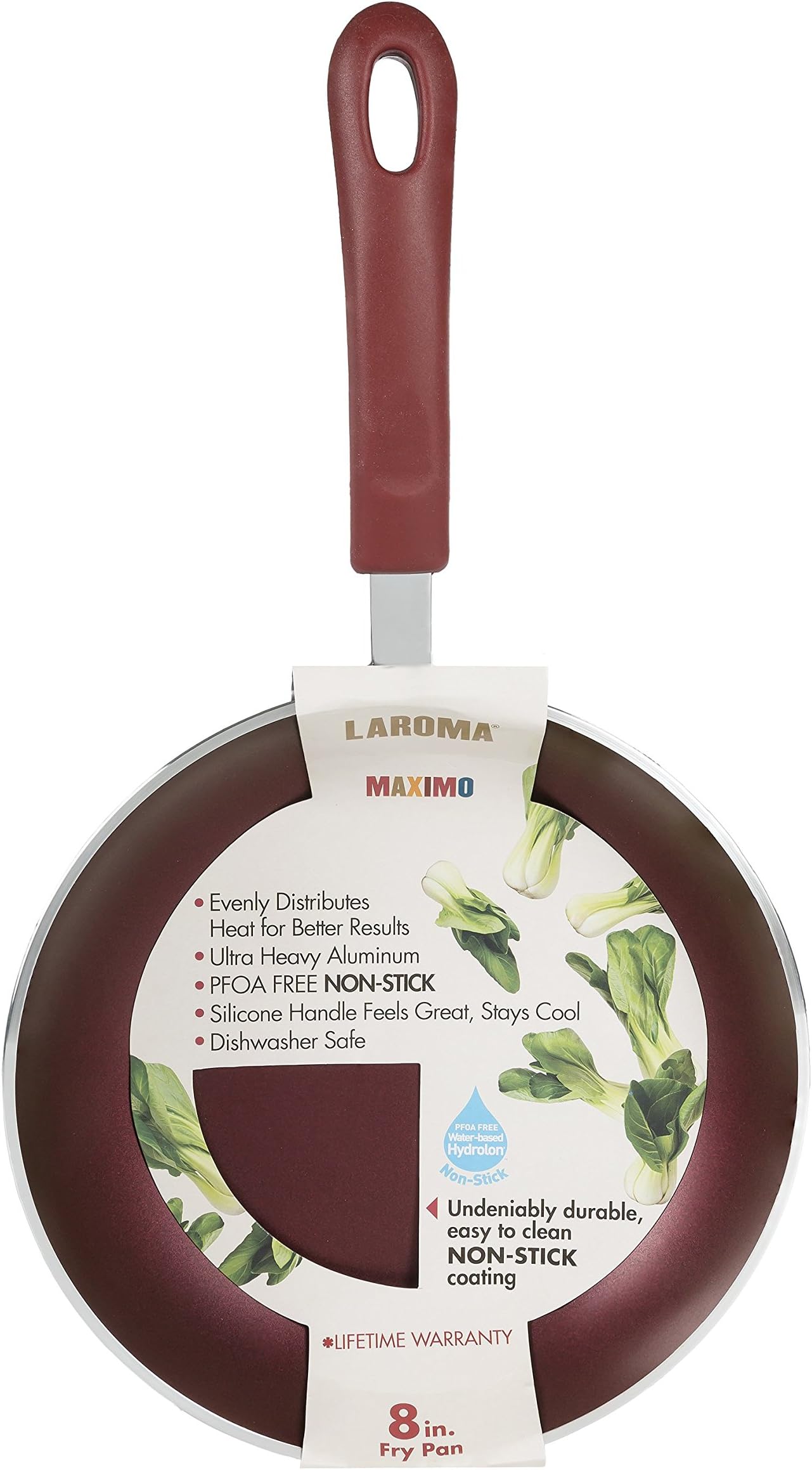 Laroma Maximo 8in Fry Pan โ Non-Stick Coating โ Easy-To-Clean and Undeniably Durable โ Dishwasher Safe โ Evenly Distributes Heat on Electric, Gas, and Glass Ceramic Stoves โ Red