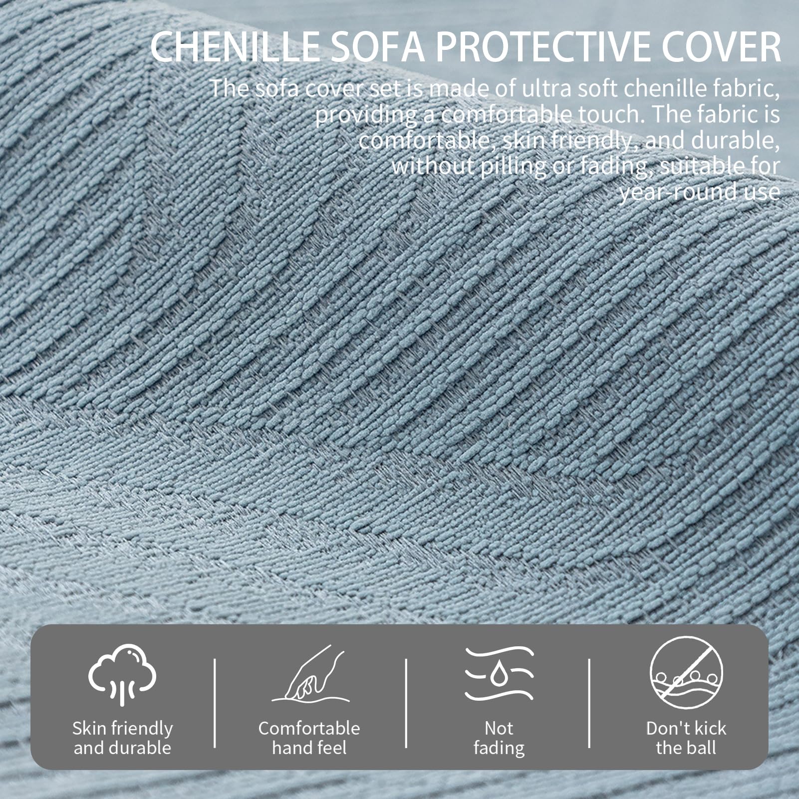 Housse de protection de meubles en chenille résistante à la transpiration avec surface respirante adaptée pour fenêtre latérale 1/2/3/4 places