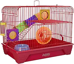 Gaiola para Hamster 2 Andares Colorida Completa com Tubos (Vermelha)