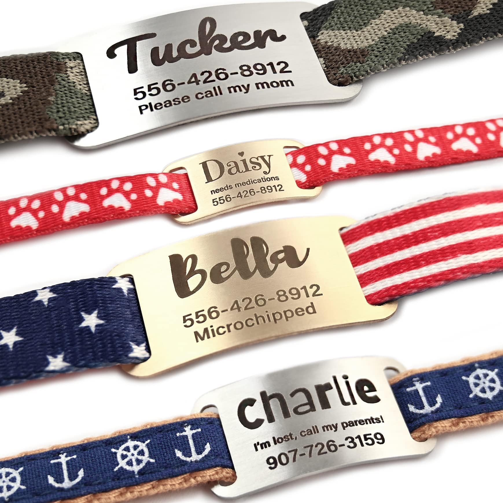 Custom Stamped Brass Dog Collar Name Plate ID Tag Pet
