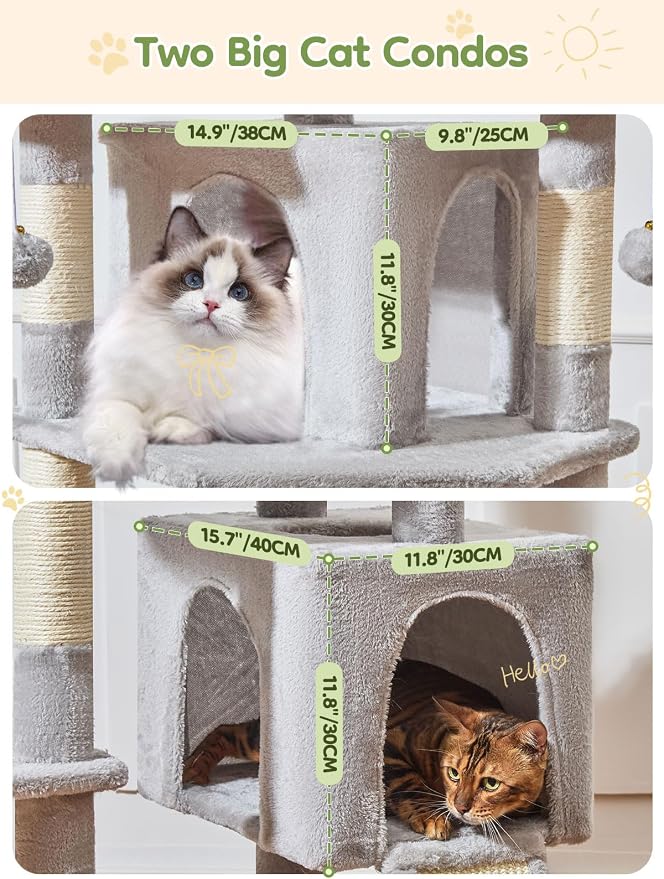 Árbol para gatos XXL de 76 pulgadas con múltiples niveles miniatura 5