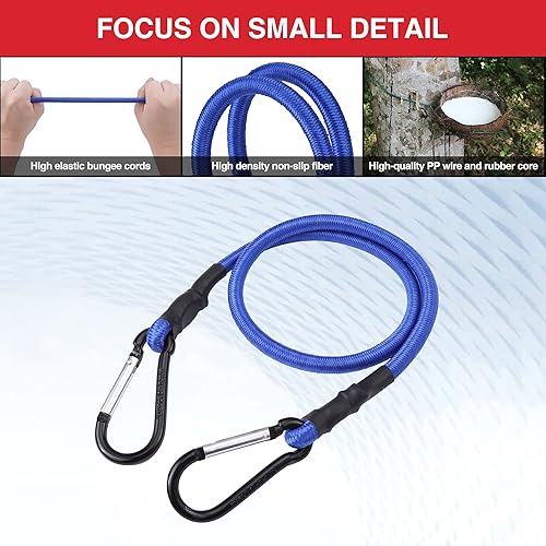 Miniatura 4 de WORKPRO Cuerdas elásticas de 24 pulgadas con ganchos, paquete de 4 correas elásticas de goma superior resistentes para tienda de campaña al aire