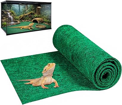Mechpia 47" x 24" Large Reptile Carpet Terrarium Liner Bedding Reptile Substrate Mat Tank Accessories for Bearded Dragon Snake Lizard Tortoise Leopard Gecko Green