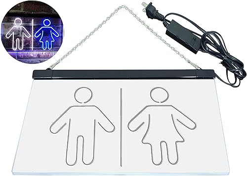 Miniatura 10 de WC Hombre Mujer Hombre Mujer Baño Baño Doble Color LED Neón Señal Azul y Rojo 24 "x 16" st6s64-i3047-br