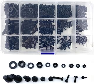 M2 M2.5 M3 M4 M5 Nylon Screws Metric Machine Pan Round Head Plastic Screw Nut Bolt Assortment Kit with Screws Organizer Box(510PCS)