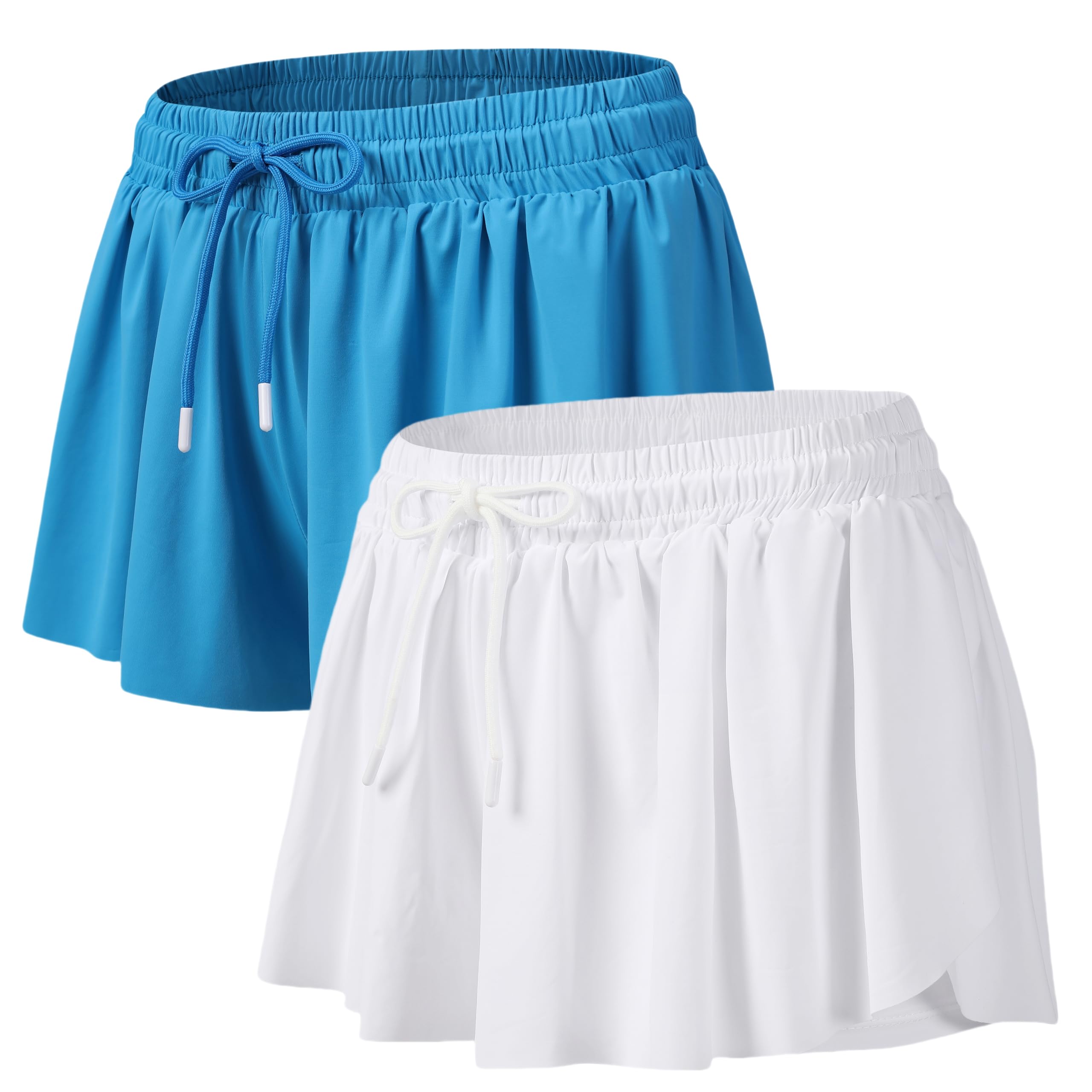 Yknktstc 2 Pack Flowy Athletic Shorts for Women Gym Yoga Workout Running Sweat Butterfly Lounge Skirt Skort