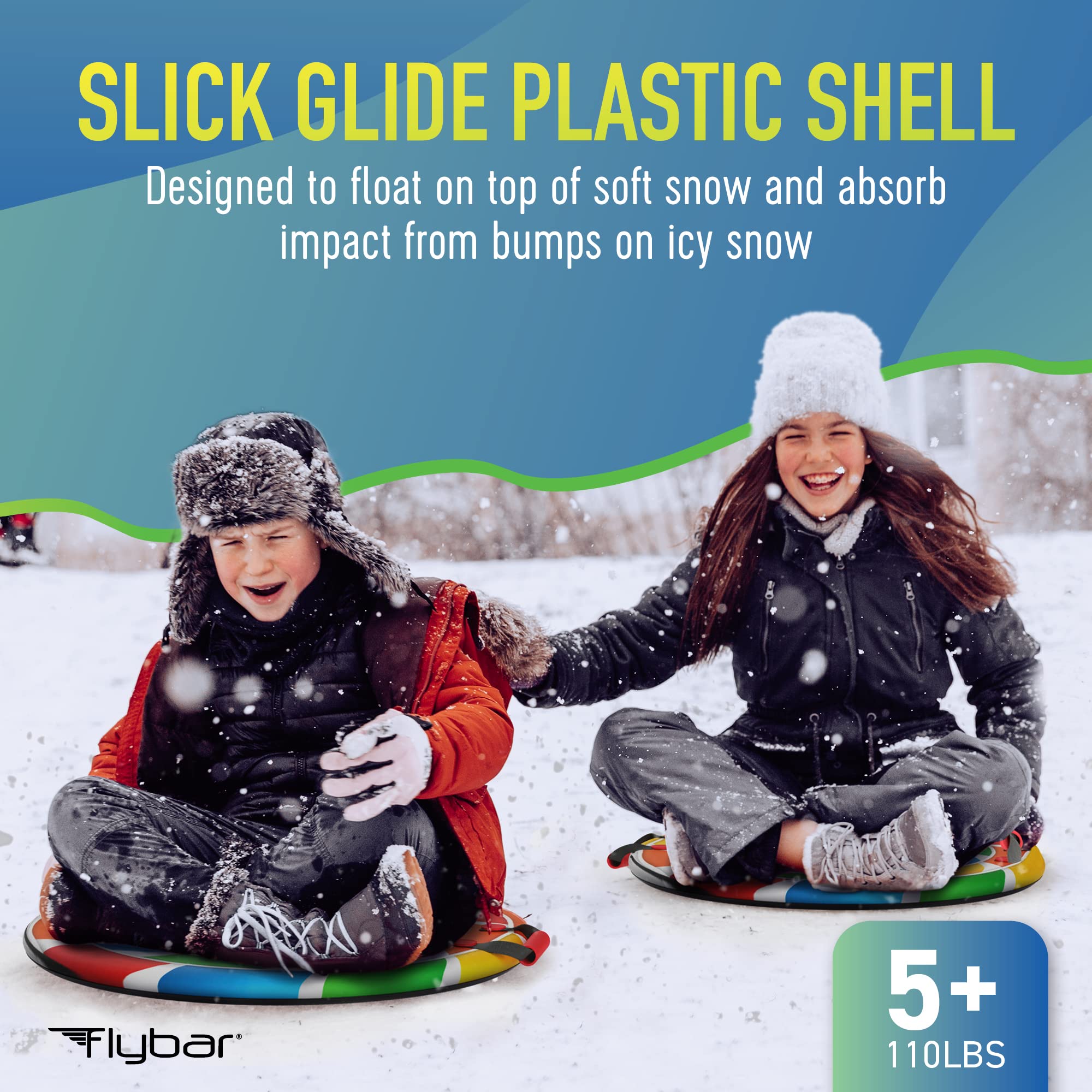 Heavy Duty Snow Sled Round Snow Saucer Sleds - Classic 26 Inch Plastic ...