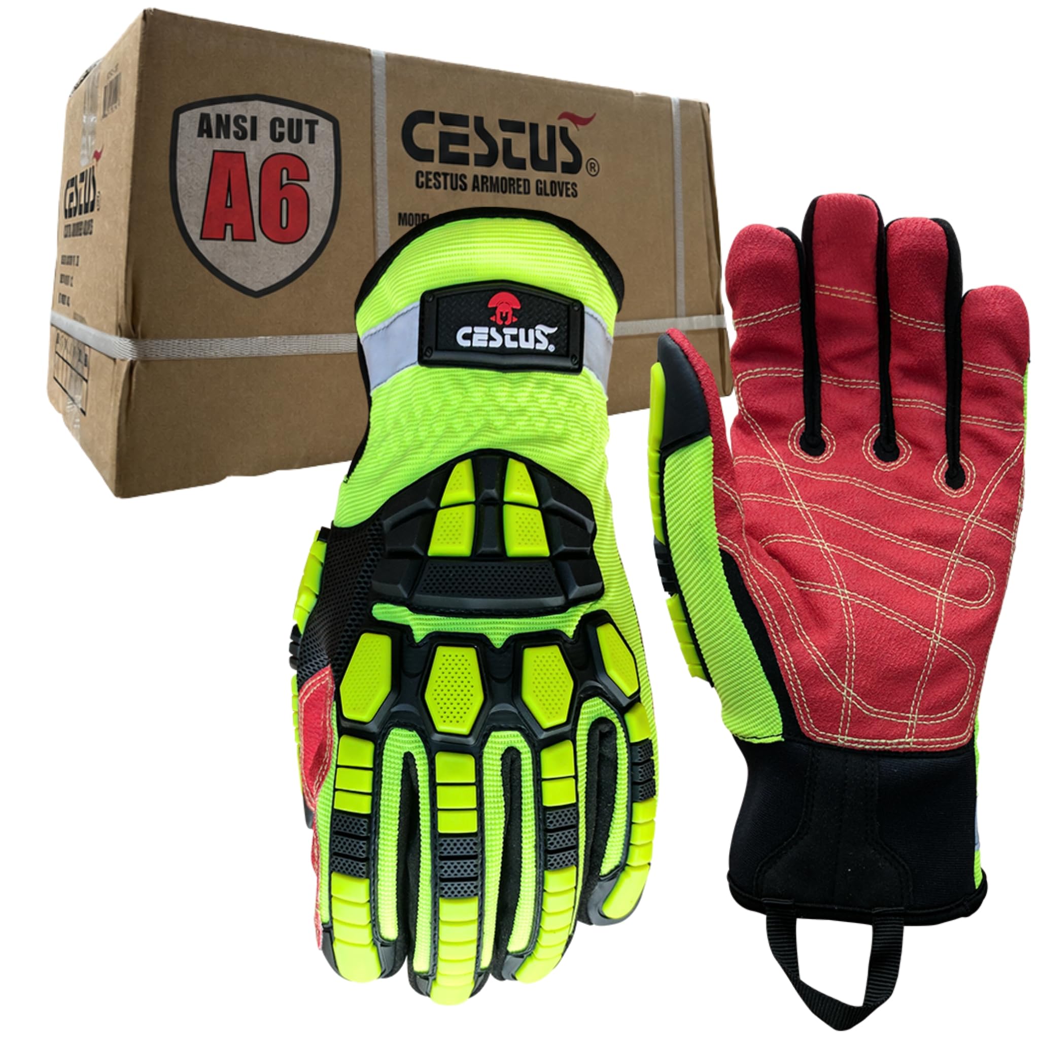 Cestus 3207, Impact Resistant Work Gloves, Coarse Palm, ANSI Cut A6