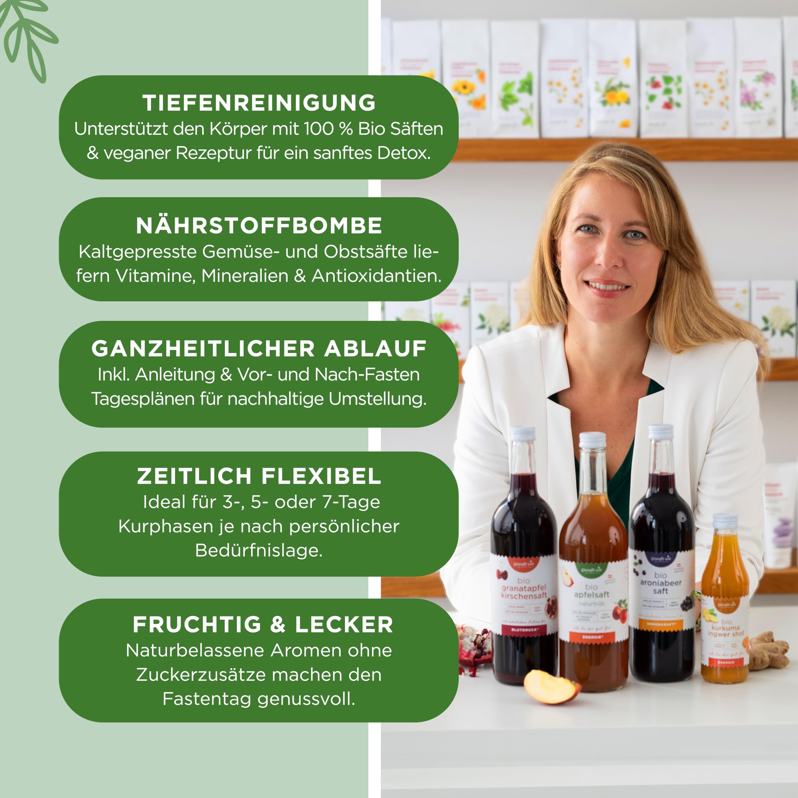 Gewußt wie Bio Saftfasten Woche | 5-Tage Detox Saftkur Komplettset Mit Bio Säften Zur Entschlackung & Energie | Vegan | Inklusive Anleitung
